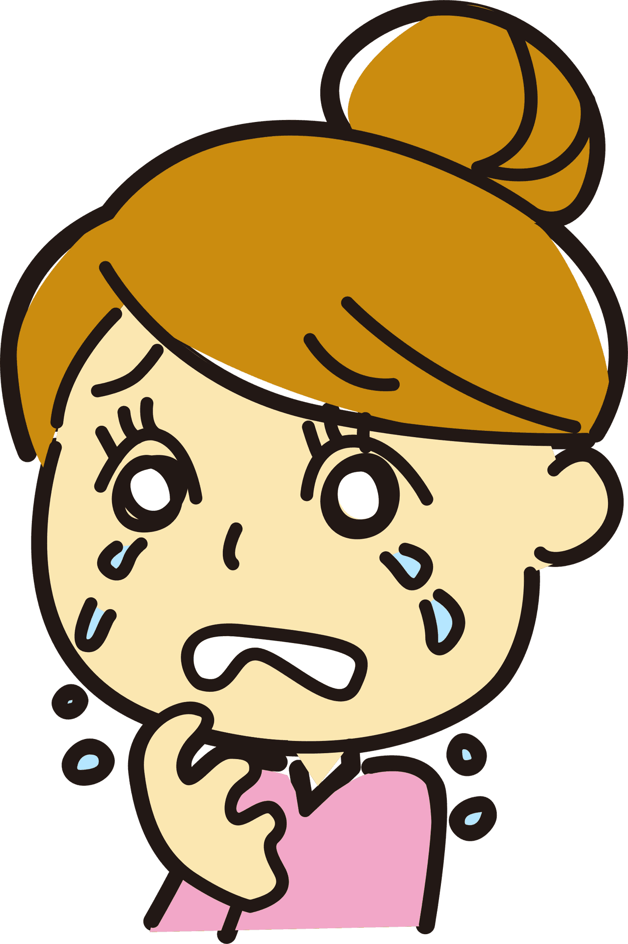 Worried Cartoon Girl Clipart PNG