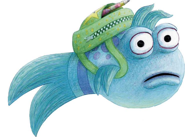 Worried Fish Cartoon Illustration PNG