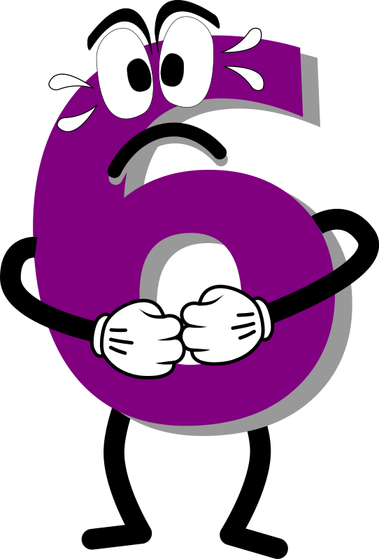 Worried Number6 Cartoon Character PNG