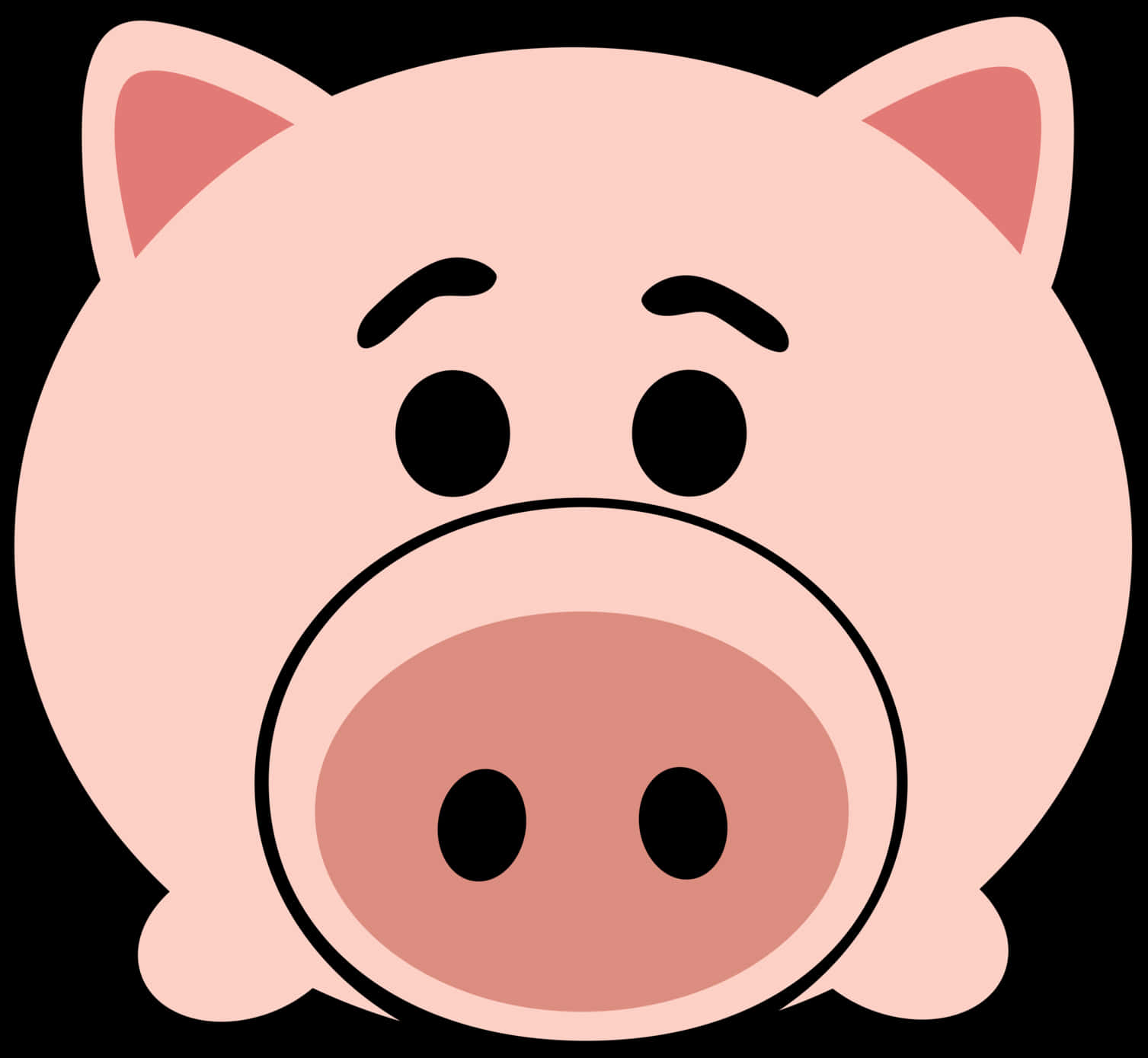 Worried Pig Cartoon Graphic PNG
