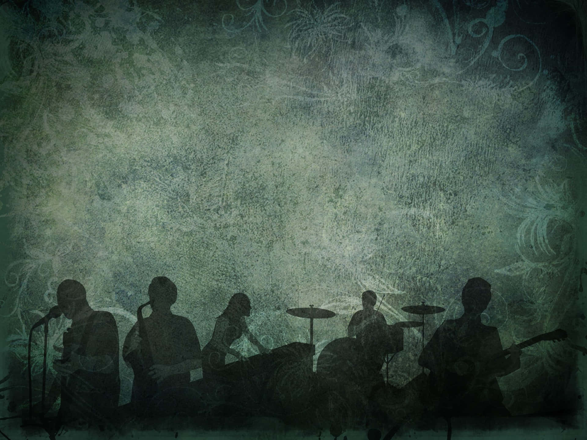 Et band der spiller under en koncert tilbedelse baggrund.