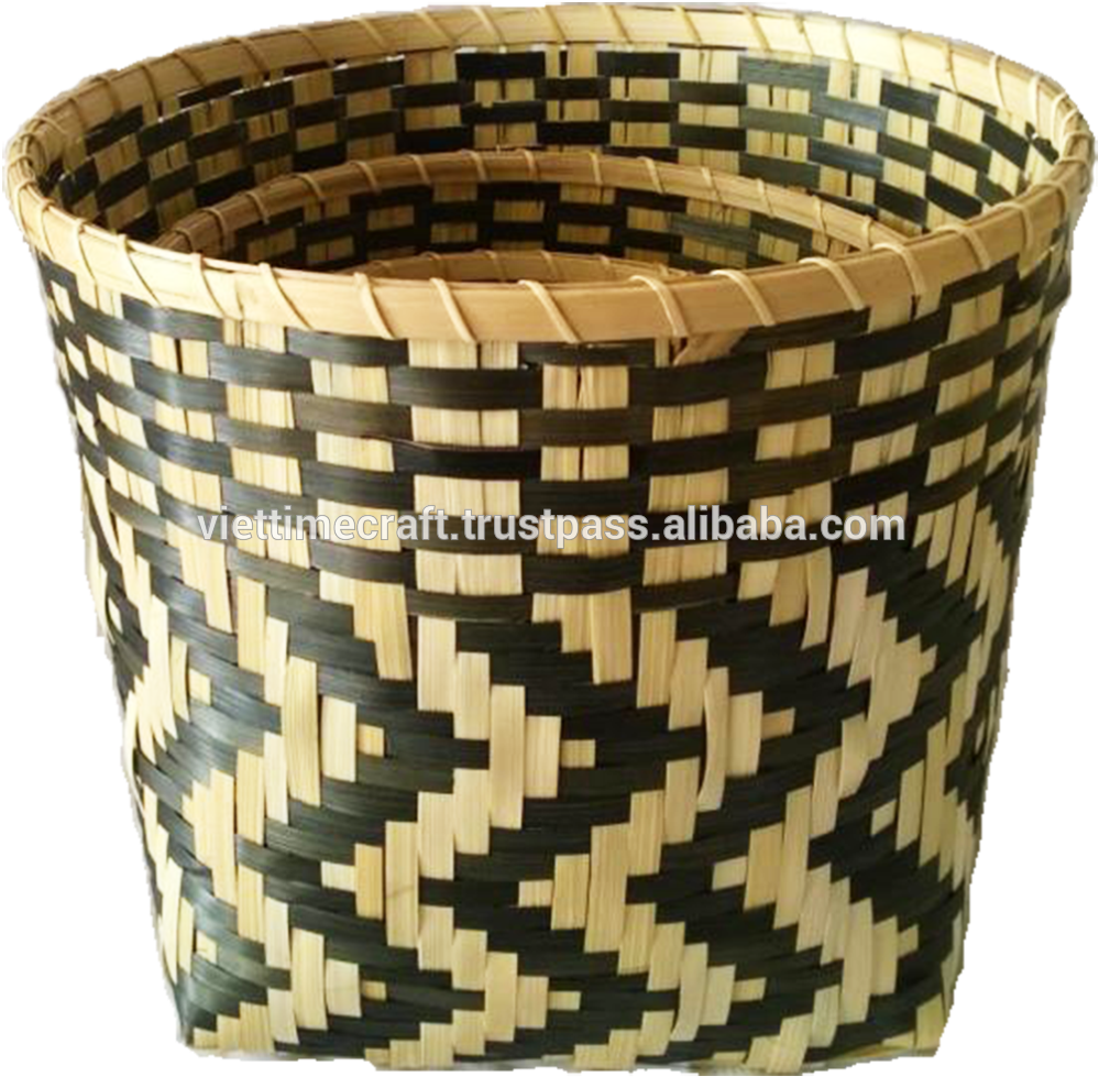 Woven Bamboo Basket Design PNG