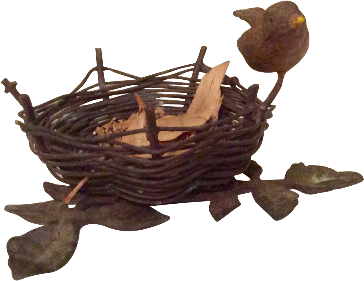 Woven Birdand Nest Sculpture PNG