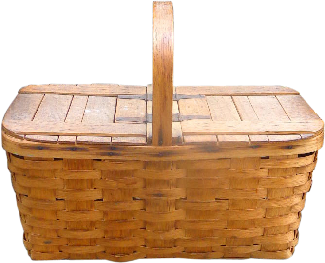 Woven Picnic Basket Isolated.png PNG