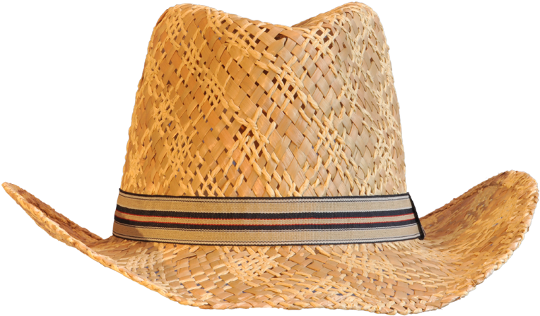 Woven Straw Hatwith Black Band PNG