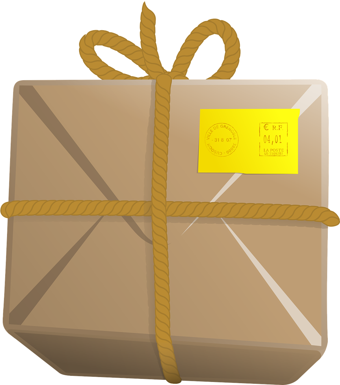 Wrapped Packagewith Yellow Ribbon PNG