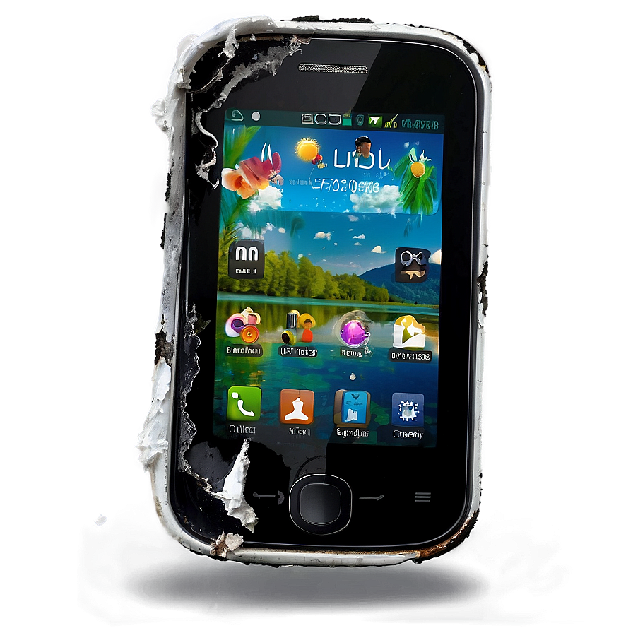 Wrecked Smartphone Display Png 06242024 PNG