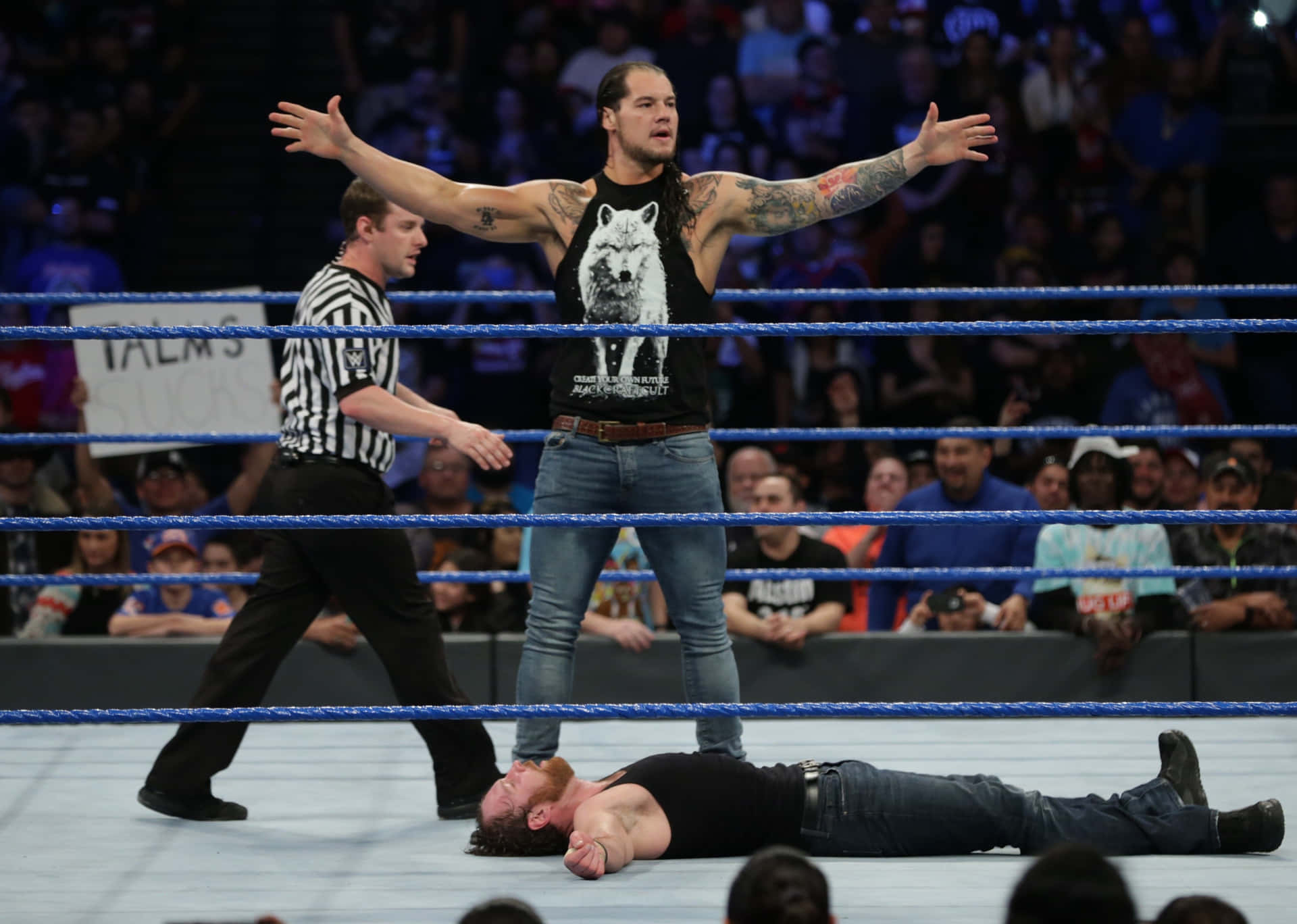 Wrestler Baron Corbin Defeating Dean Ambrose Wallpaper