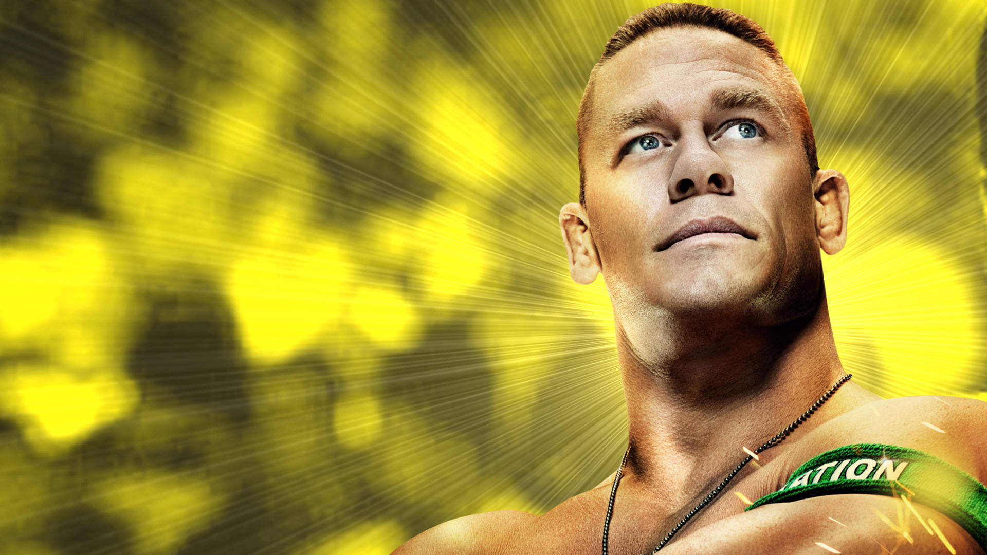Wrestler John Cena Under Yellow Lights Wallpaper