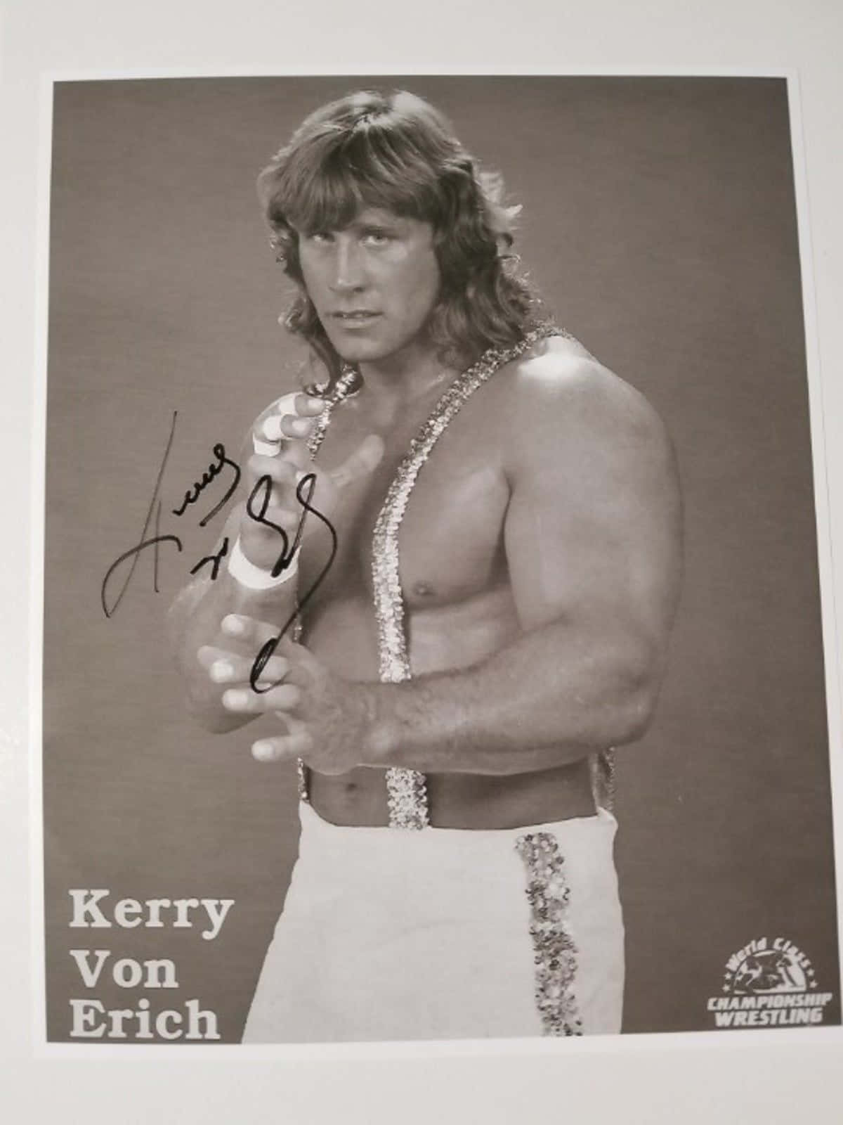 Wrestler Kerry Von Erich Grayscale Portrait Wallpaper