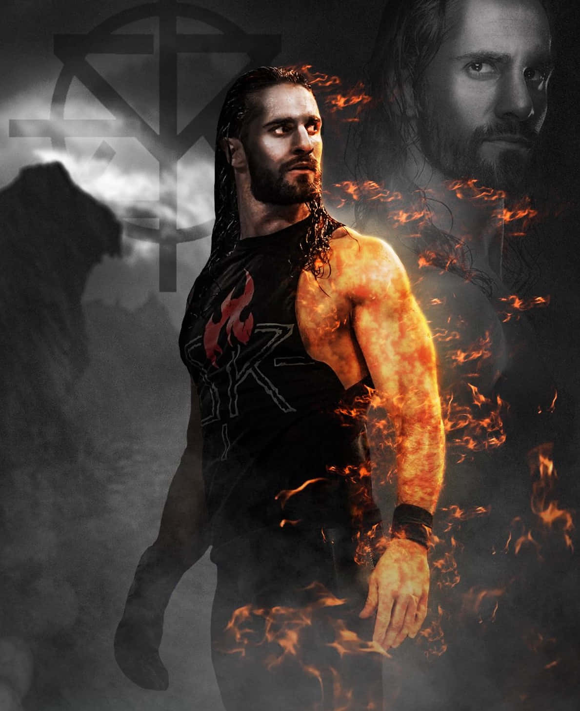 Wrestlerseth Rollins Im Schwarzen Shirt Wallpaper