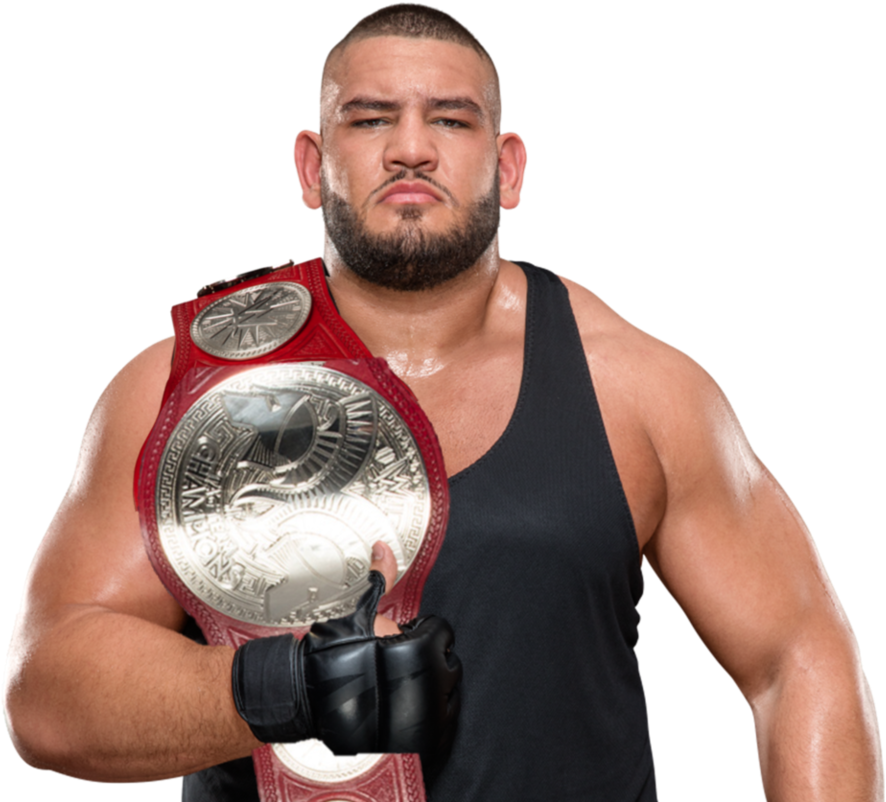 Download Wrestler_with_ Red_ Championship_ Belt | Wallpapers.com