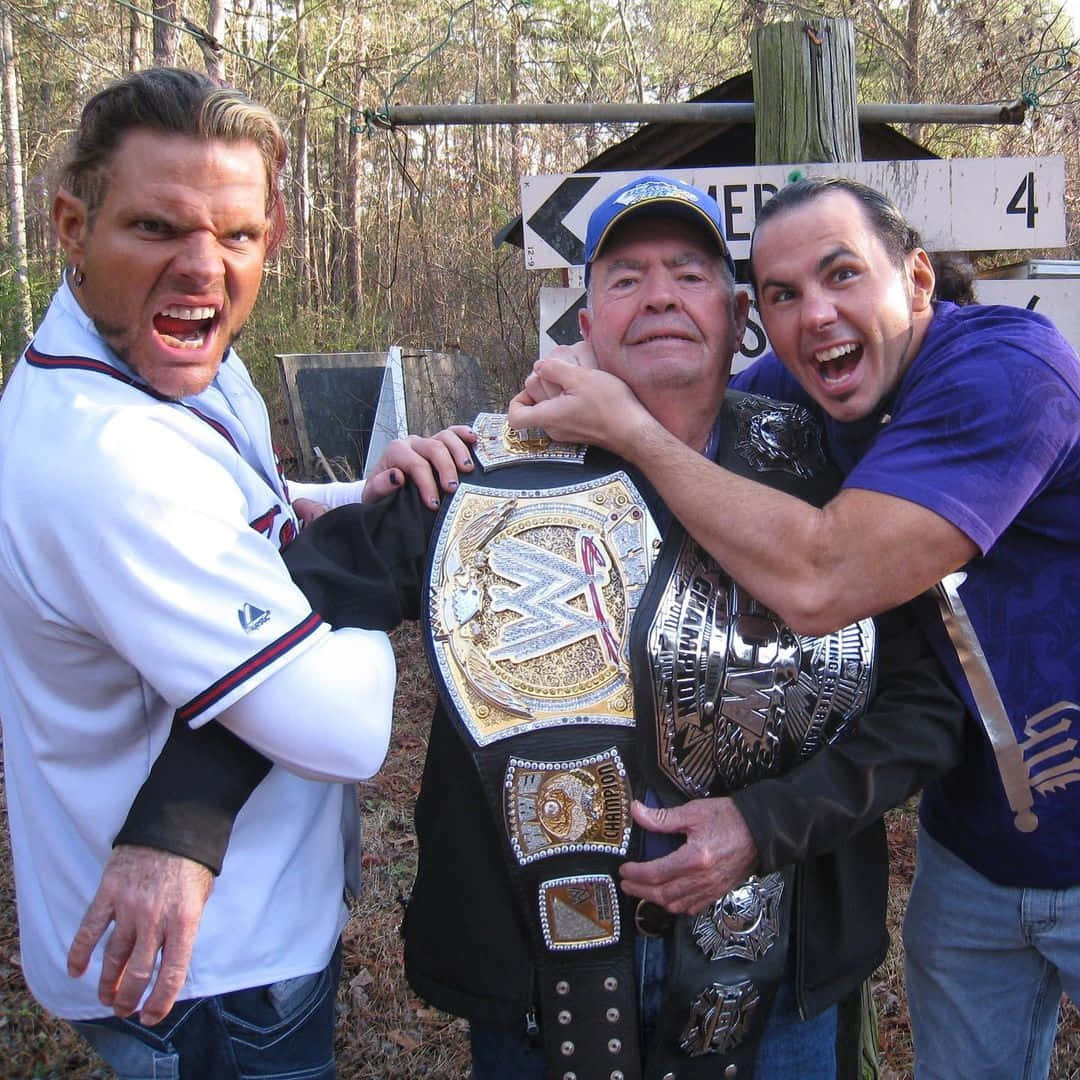 Wrestlers Matt Hardy And Jeff Hardy With Gilbert Background