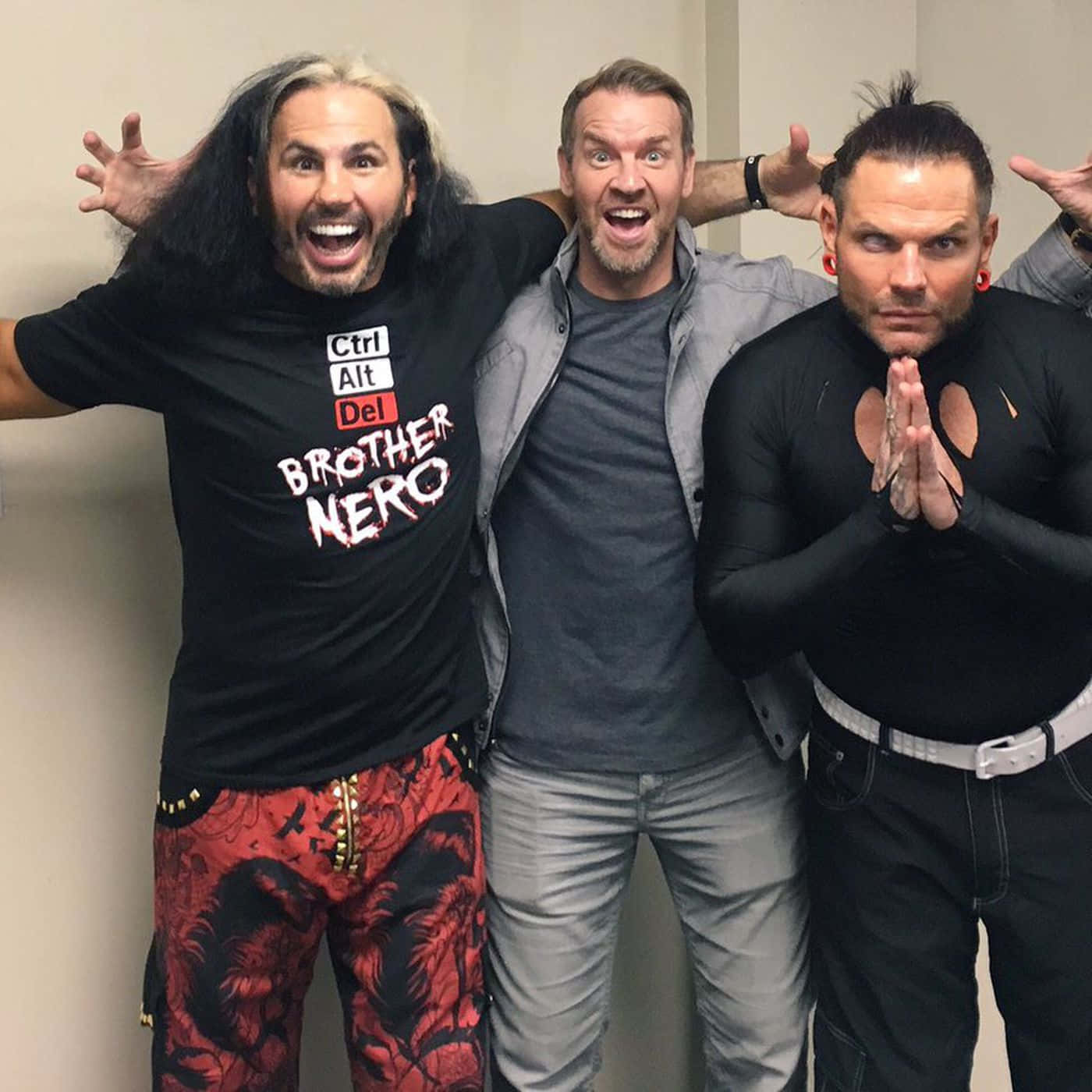 Wrestlers Matt Hardy With Christian Cage And Jeff Hardy Wallpaper