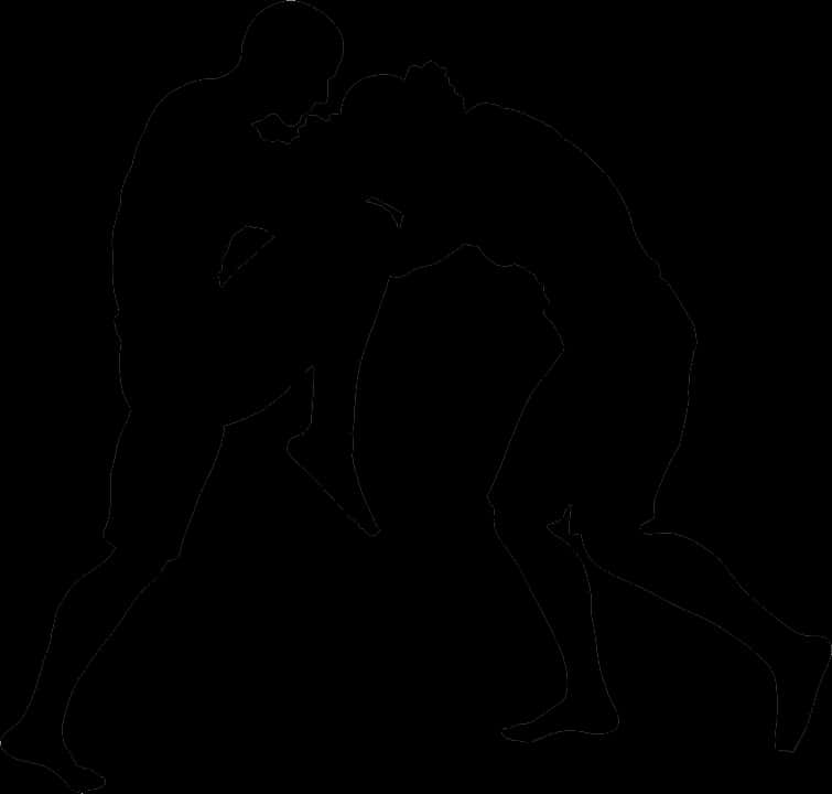 Wrestling Silhouette Black Background PNG