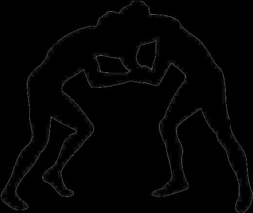 Wrestling Silhouette Outline PNG