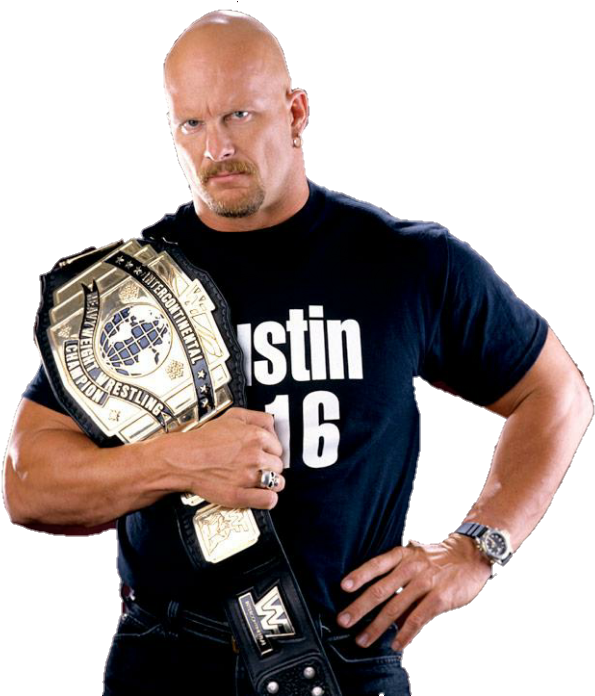 Wrestling_ Champion_ Posing_ With_ Belt PNG