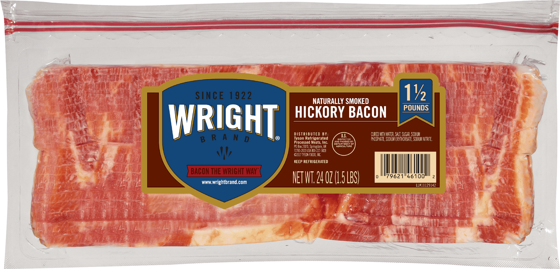 Wright Brand Hickory Smoked Bacon Package PNG