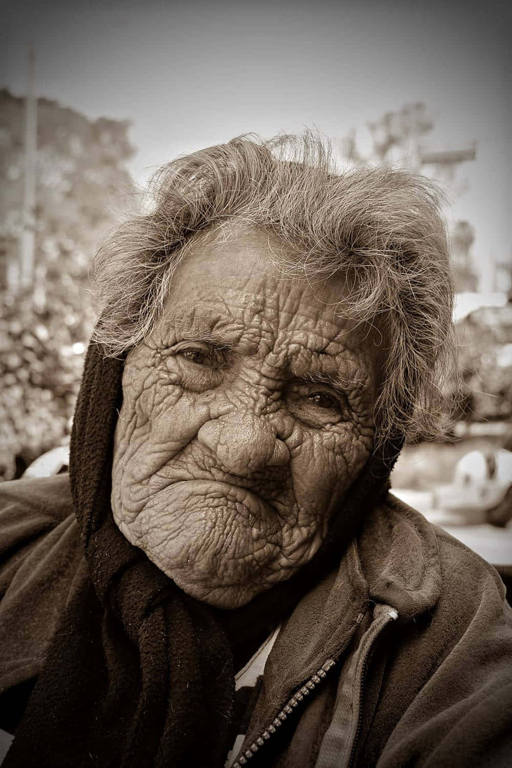 Wrinkled Face Old Lady Closeup Wallpaper