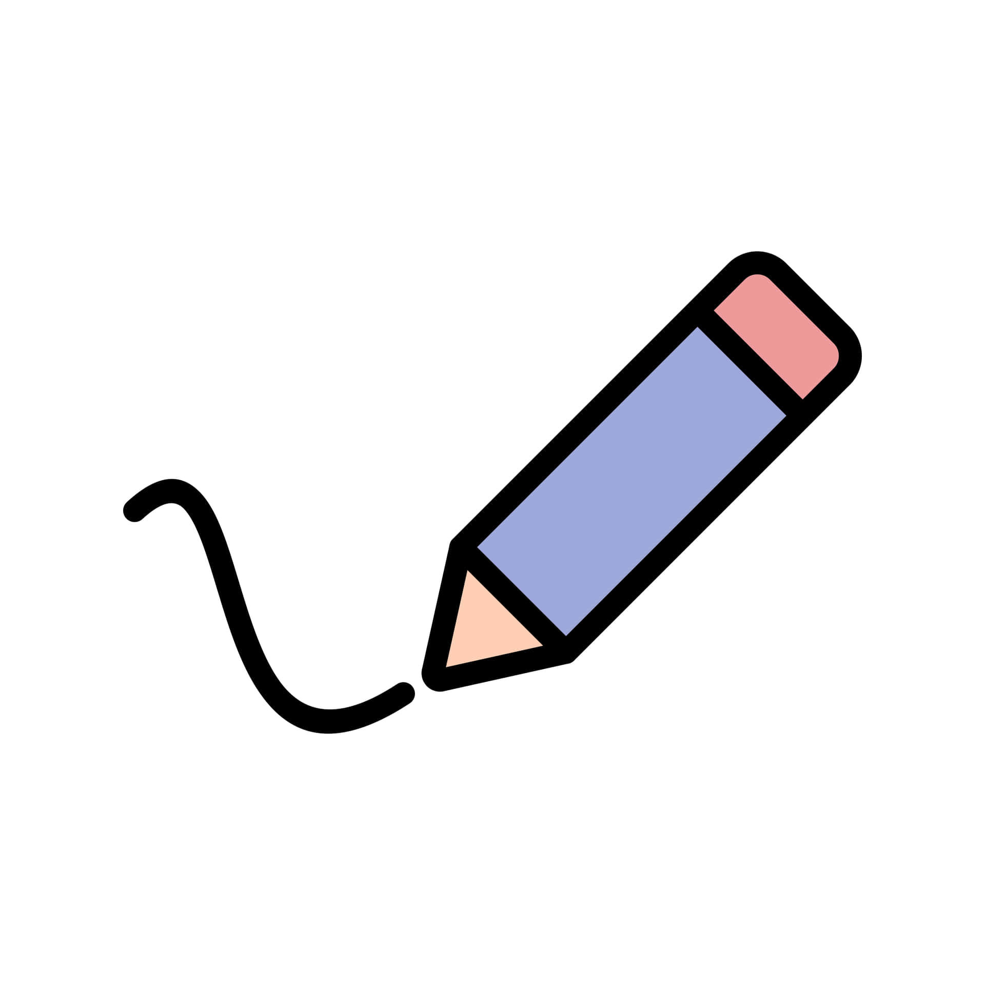 A Pencil Icon With A Blue And Purple Line