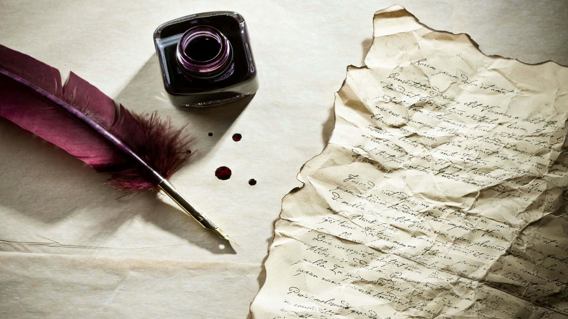 Writing With Maroon Quill Wallpaper