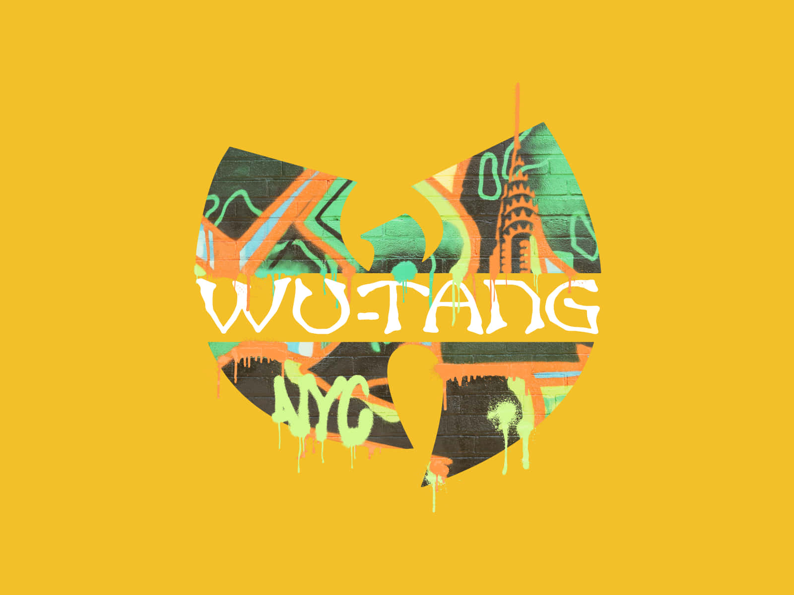 Wutang Logo On A Yellow Background Wallpaper