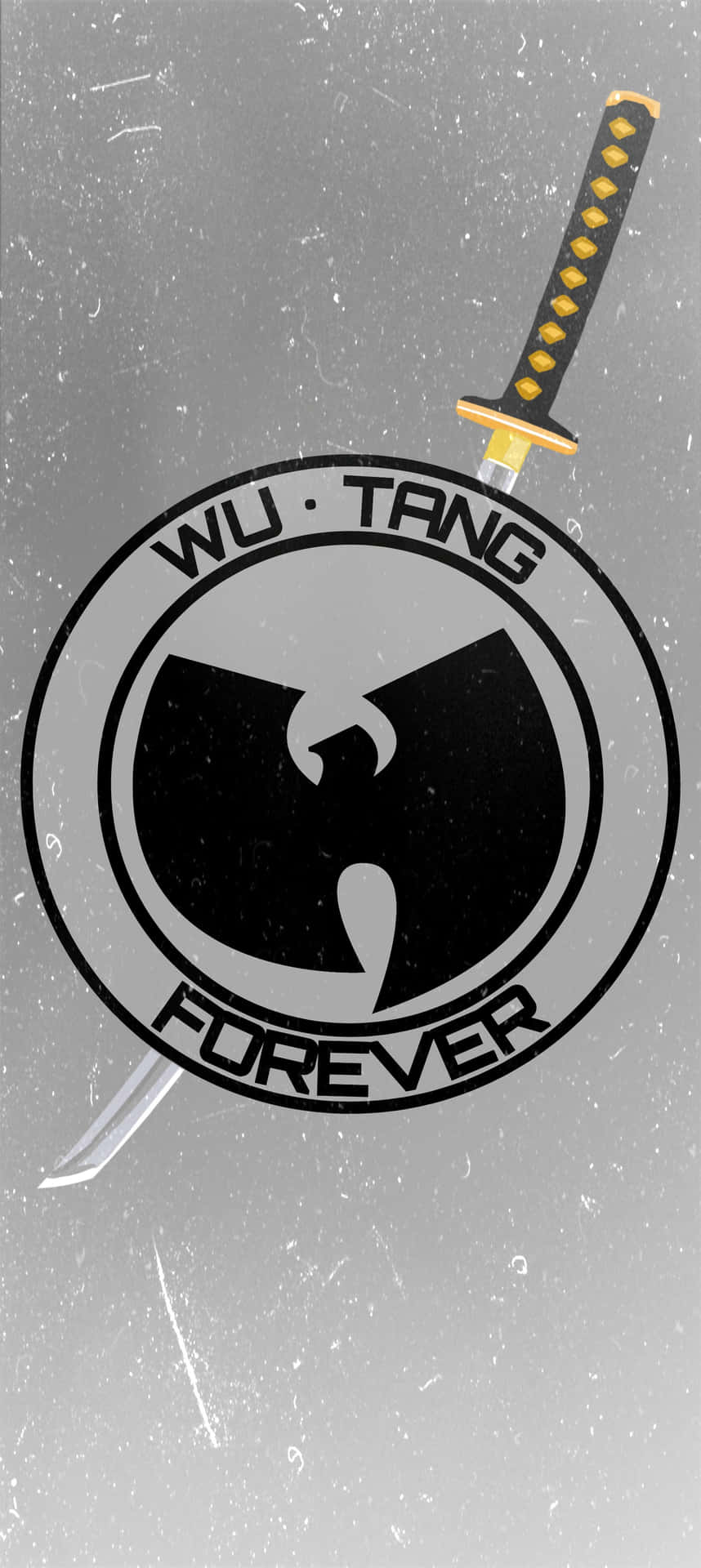 Det officielle Wu-Tang Clan logo står ud fra baggrunden. Wallpaper