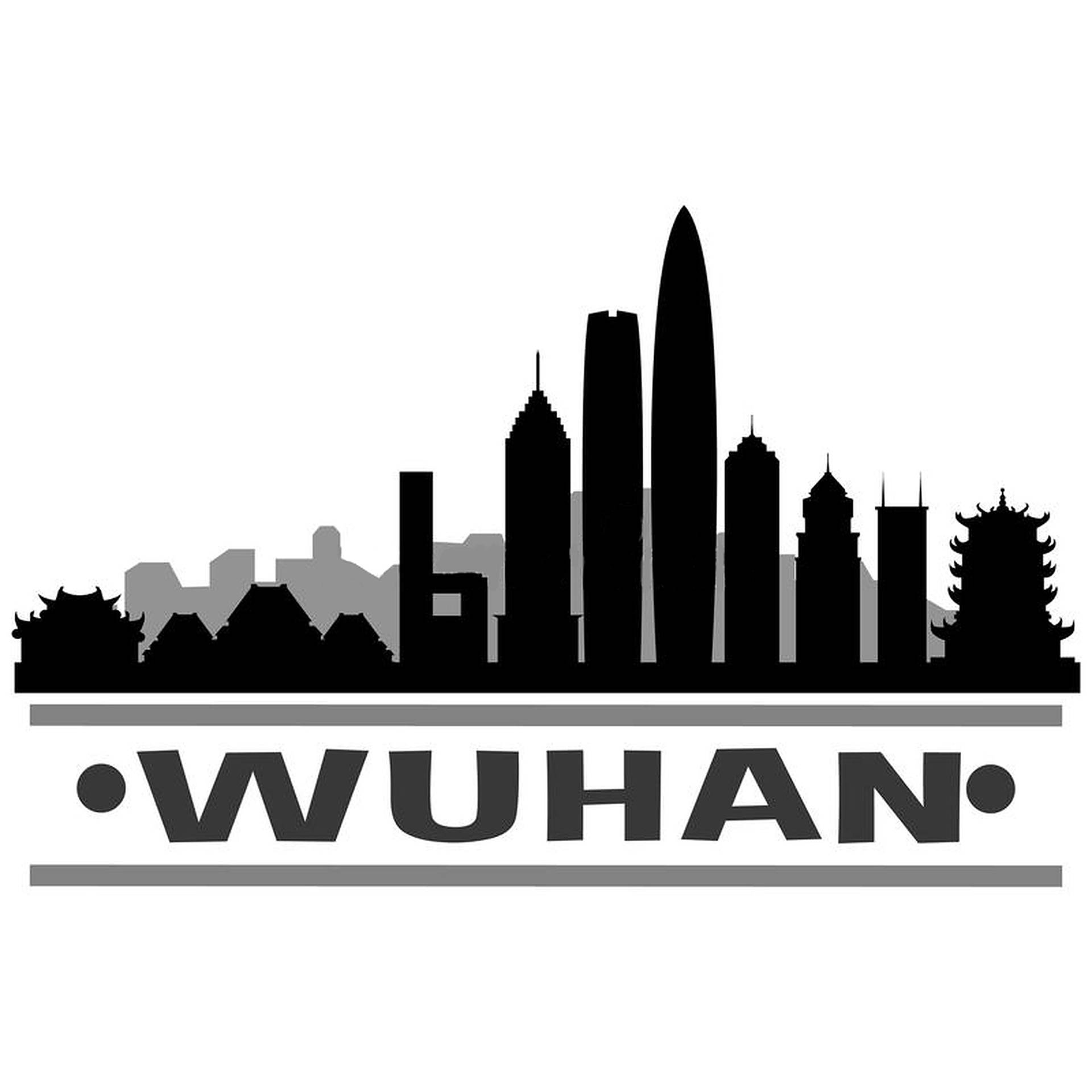 Wuhan sort og hvid kunst Wallpaper