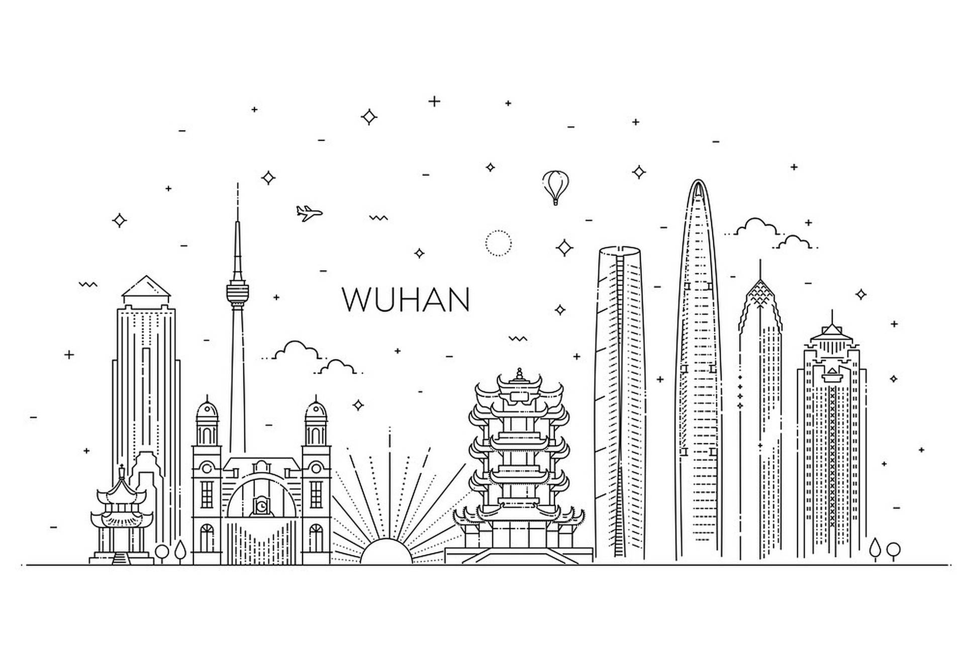 Arte Semplicistica Della Città Di Wuhan Sfondo