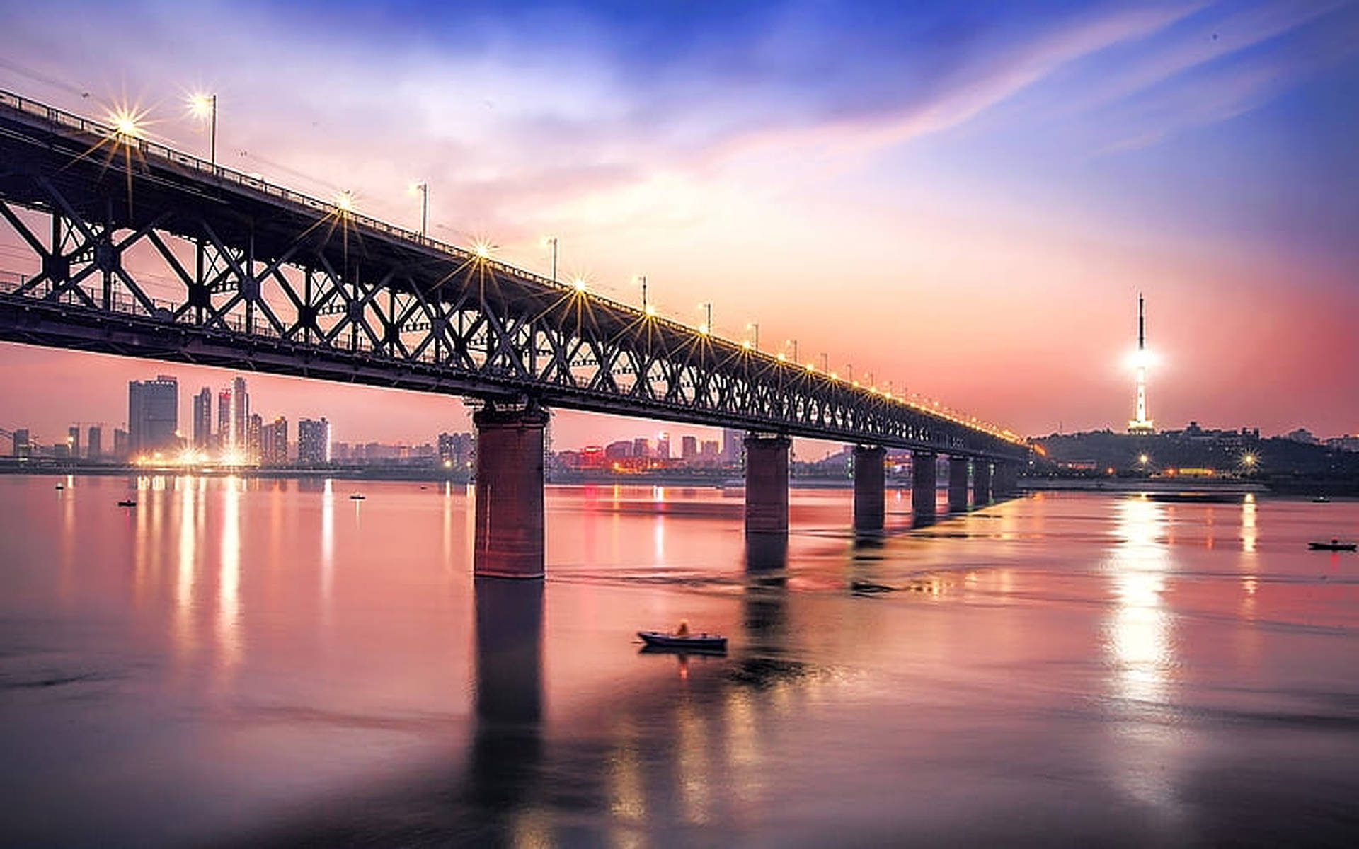 Ponte Sul Fiume Wuhan Yangtze Sfondo