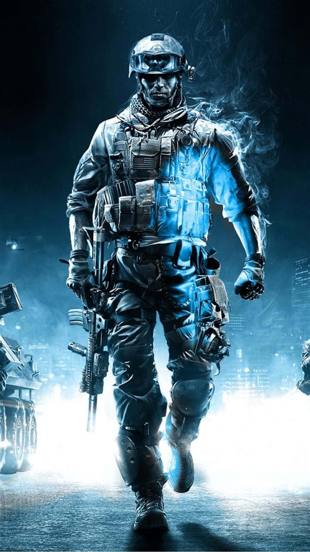 Ww2 Iphone Soldier Glowing Blue Light Wallpaper