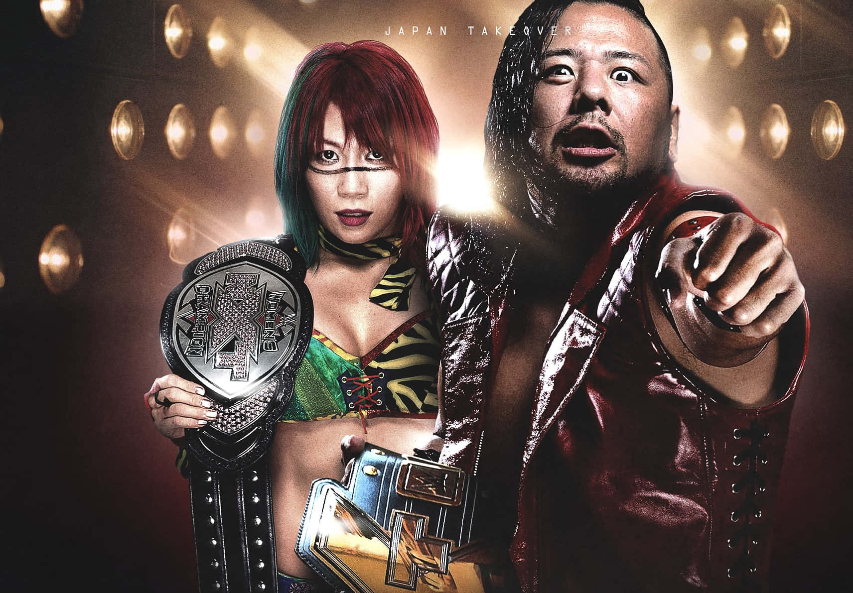 WWE spil grafik Shinsuke Nakamura og Asuka Wallpaper