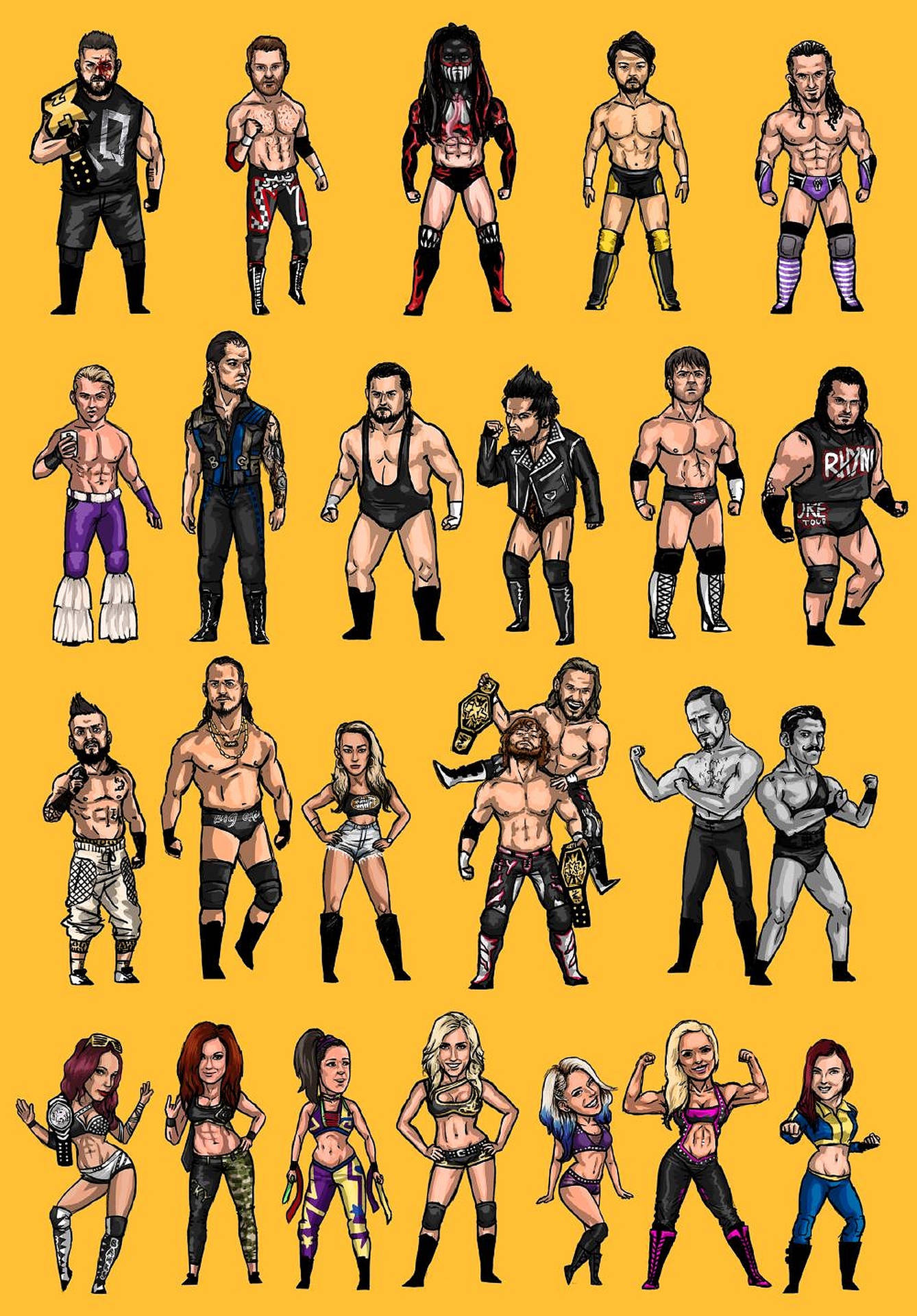 WWE NXT Cartoon Drawing Wallpaper