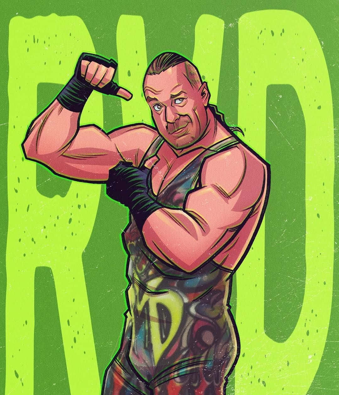 WWE Rob Van Dam Digital Art Skrifttyper Tapet: En sjov og farverig tapet, der har digitale kunstværker af Rob Van Dam. Wallpaper
