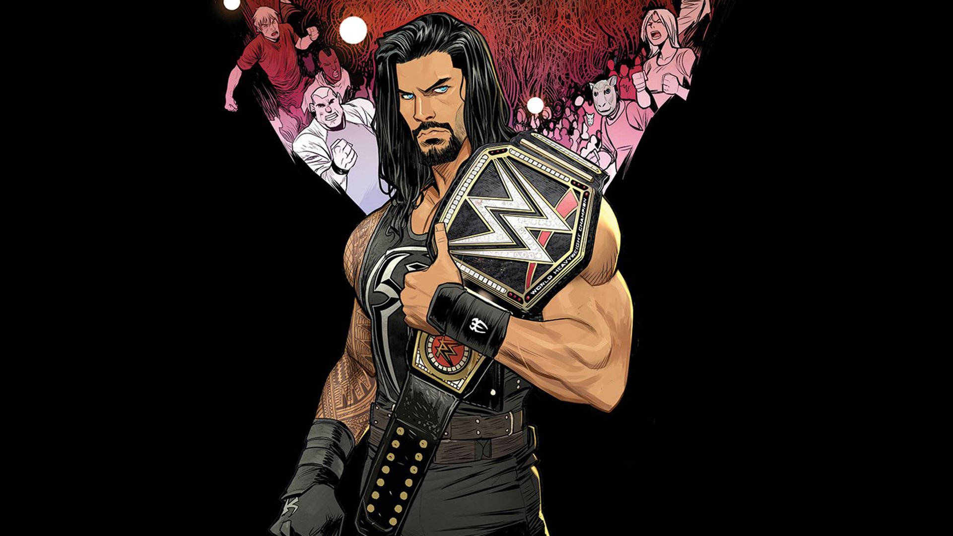 WWE Roman Reigns Cartoon Art Wallpaper