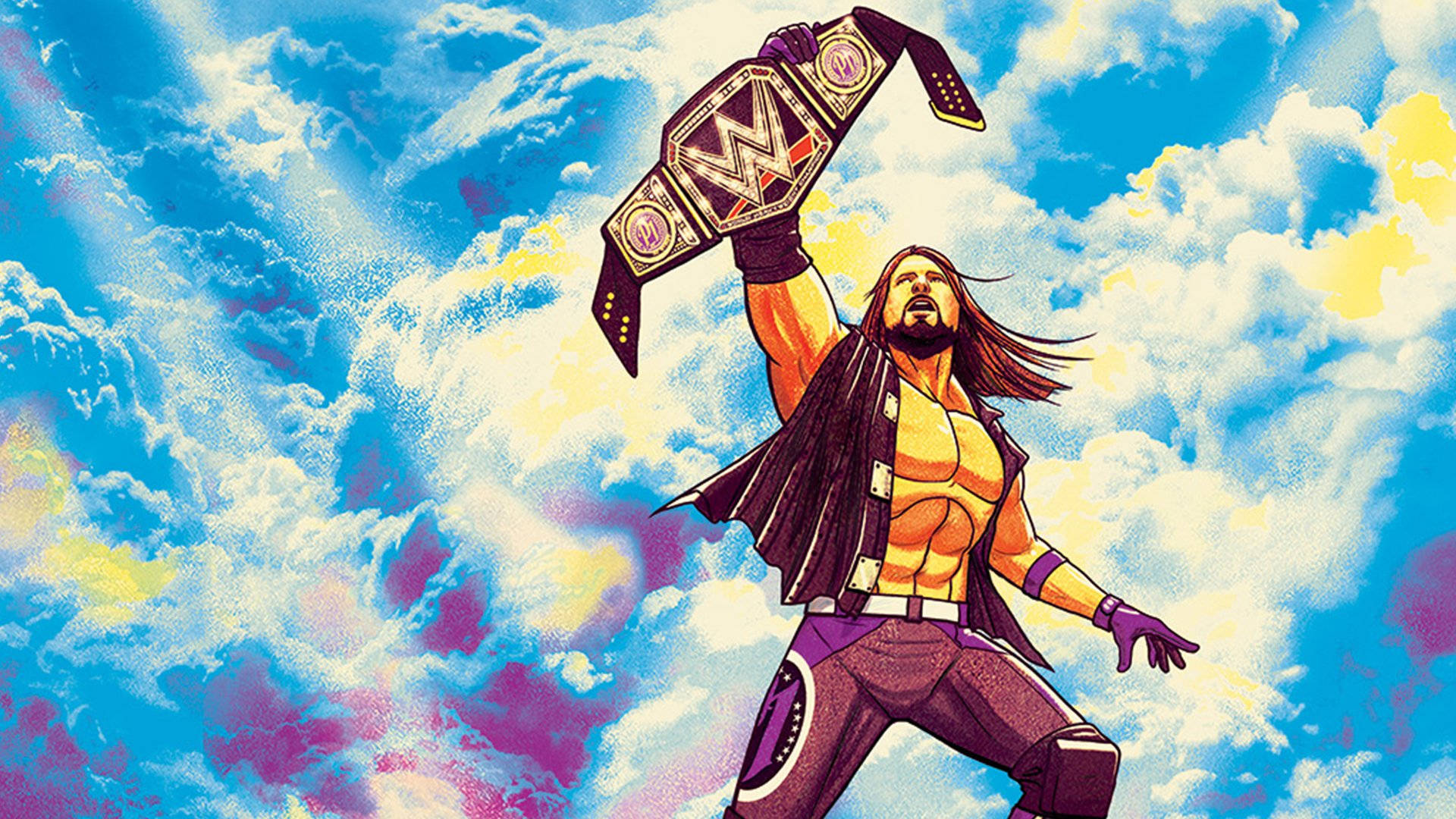 WWE Roman Reigns With Belt Cartoon Wallpaper