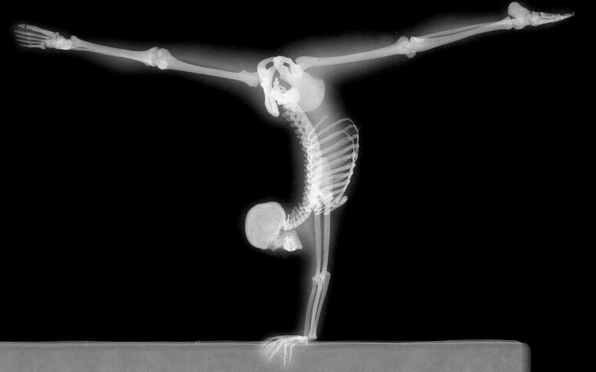 A Skeleton Is Doing A Yoga Pose Wallpaper