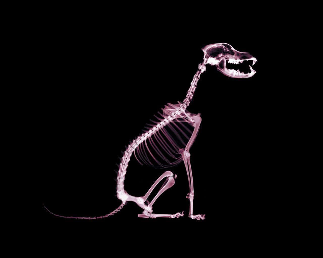 Émostrado Um Esqueleto De Cachorro Em Um Fundo Preto