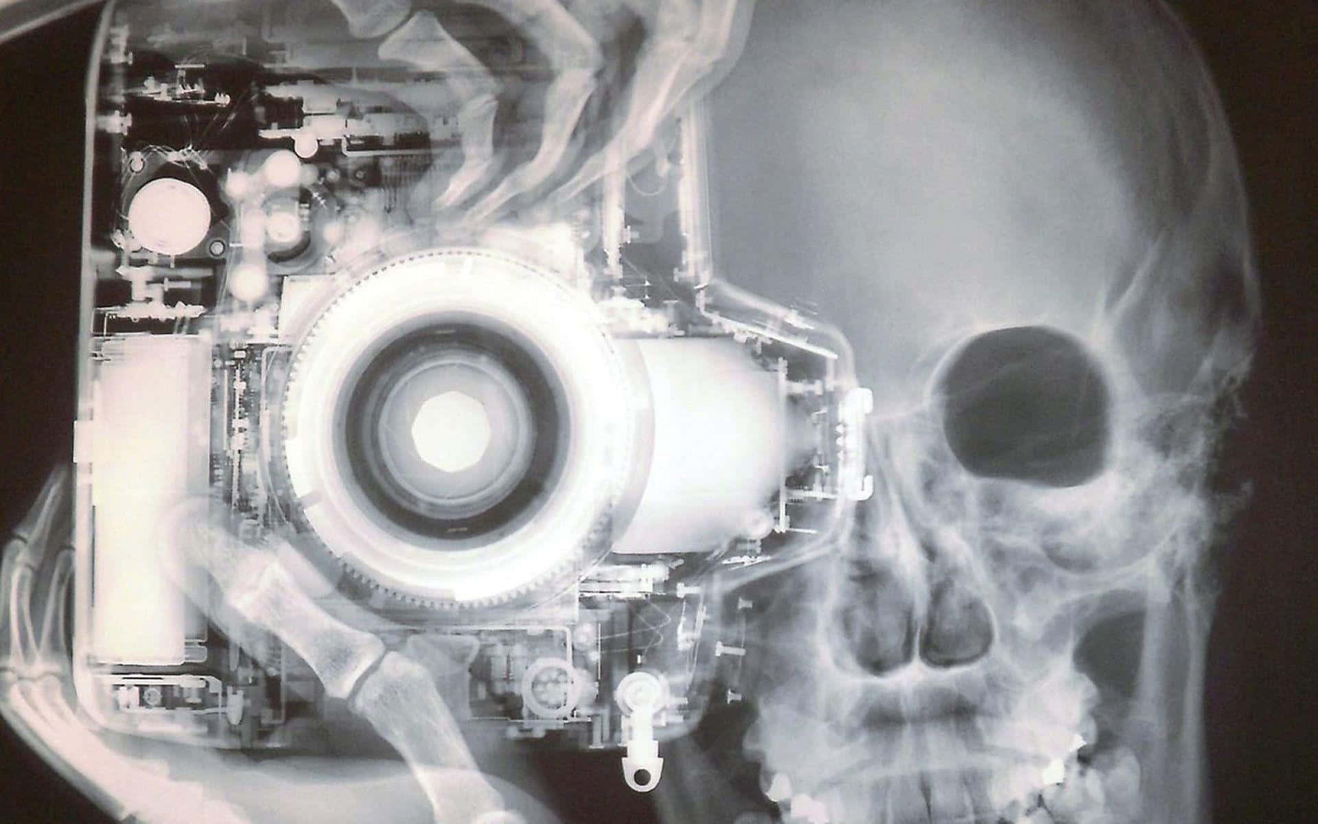 A Skull With A Camera In It