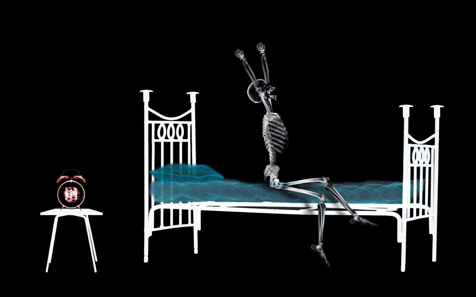 A Skeleton In A Bed