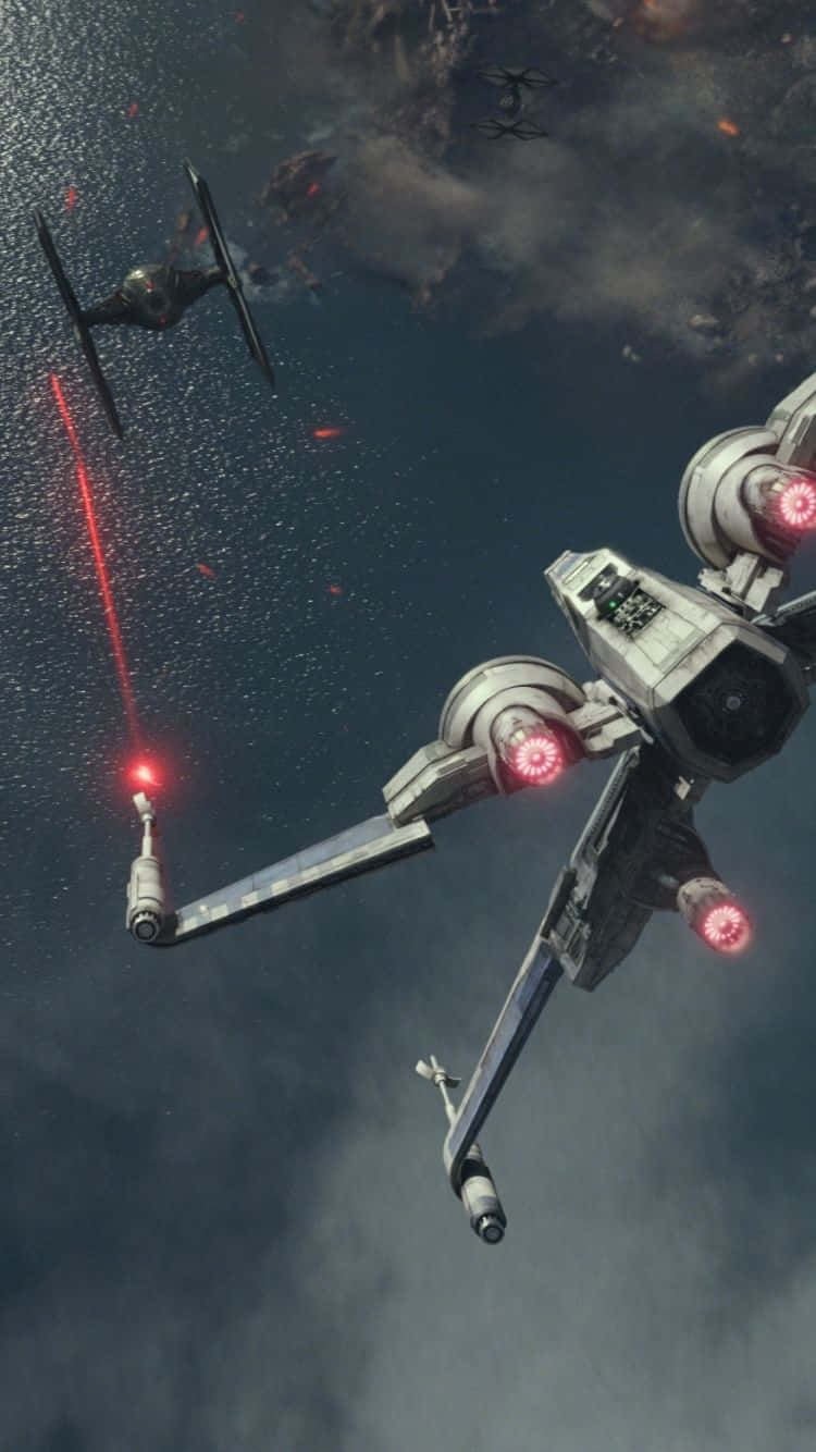 Zoom in on an X-Wing Fighter in space. Wallpaper