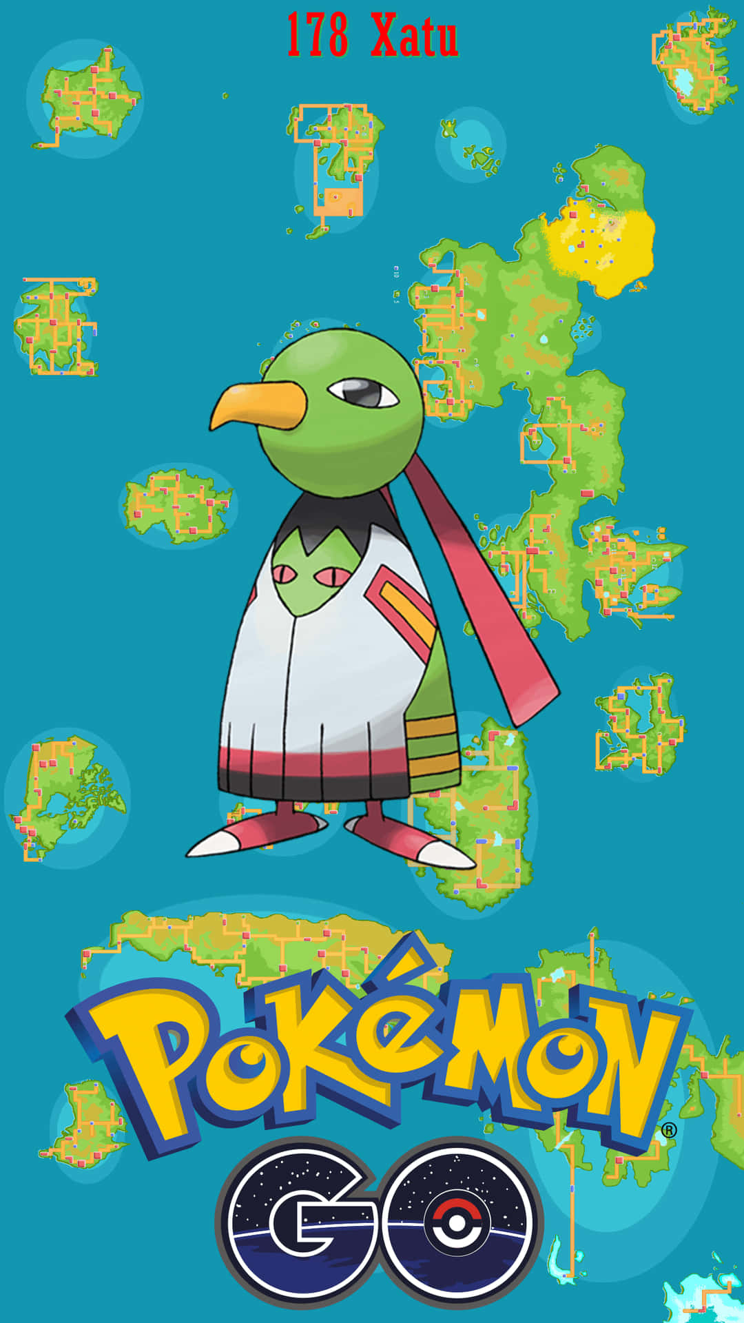 Xatu,il Misterioso Pokémon Psichico, In Mostra Accanto Al Logo Di Pokémon Go Sfondo