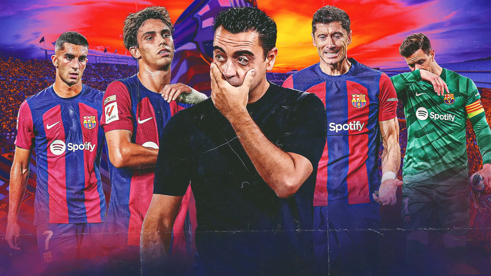 Xaviand Barcelona Players Montage Wallpaper