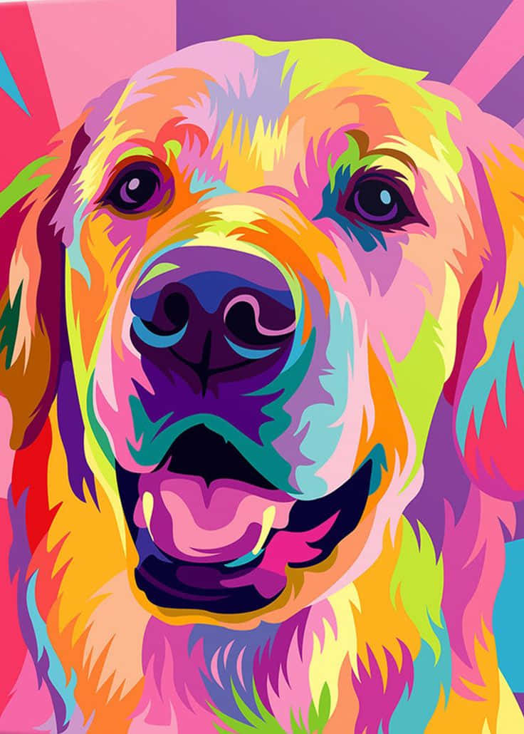A Colorful Painting Of A Dog With A Colorful Background