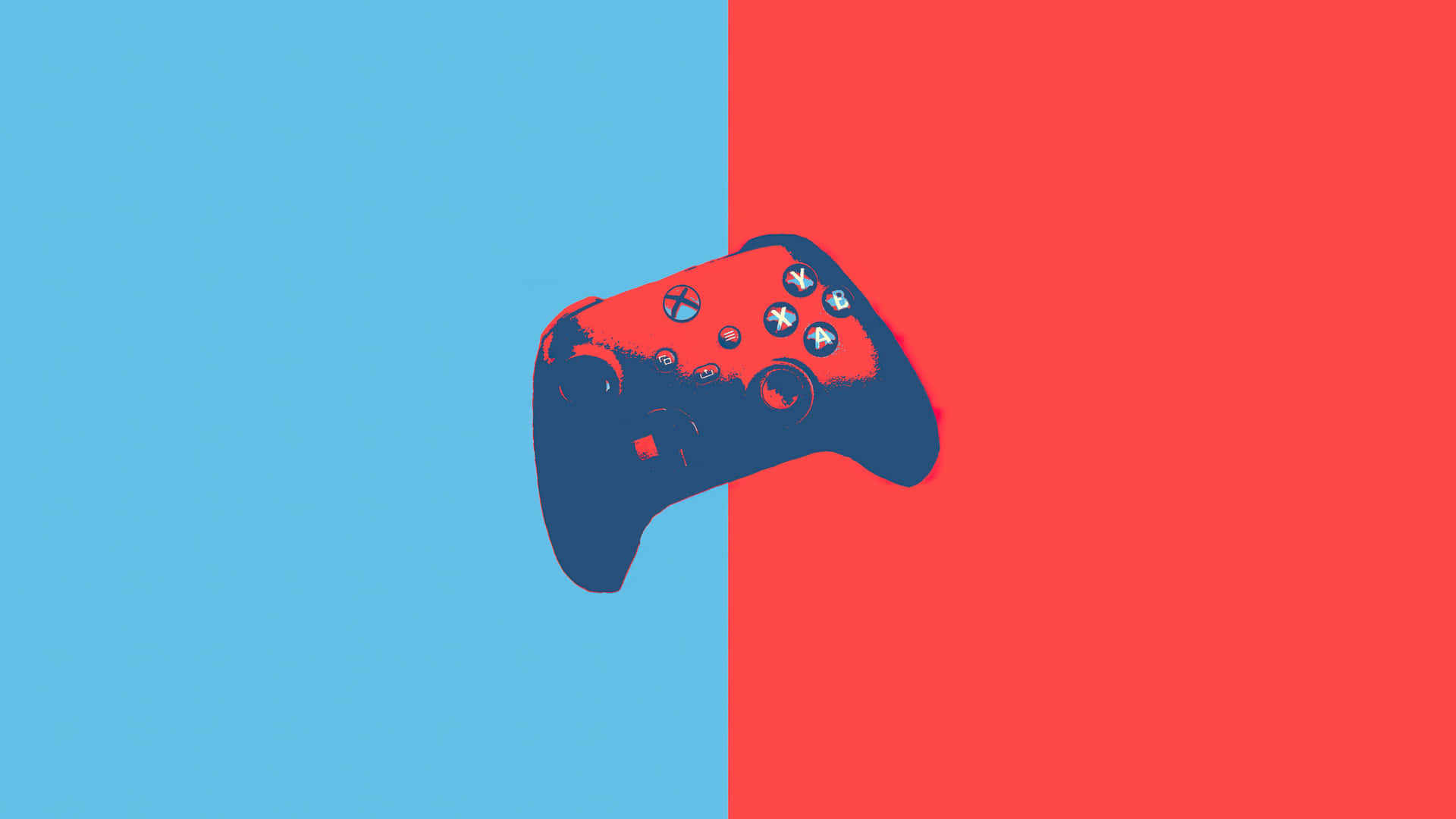 Einroter Und Blauer Hintergrund Mit Einem Videospiel-controller.
