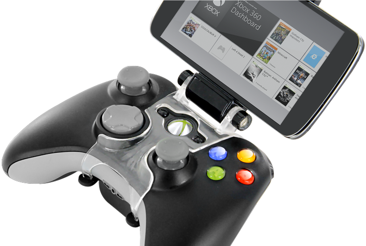 Xbox Controllerwith Smartphone Attachment PNG