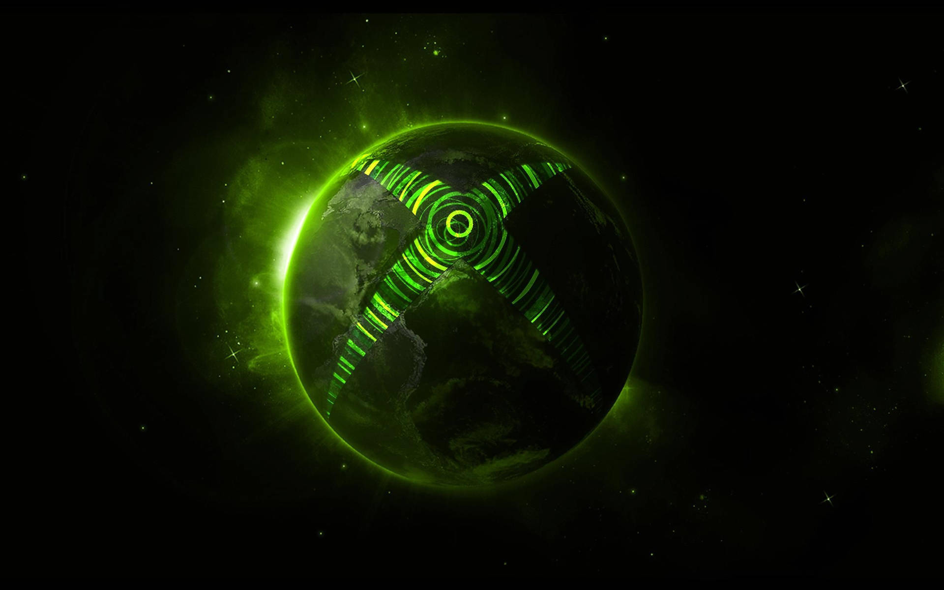 Logotipo3d De Xbox One X En Color Verde Luminoso. Fondo de pantalla