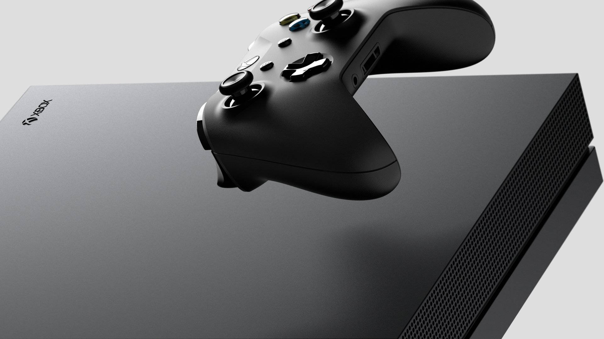Xbox One X konsol og ny controller baggrundsbillede Wallpaper