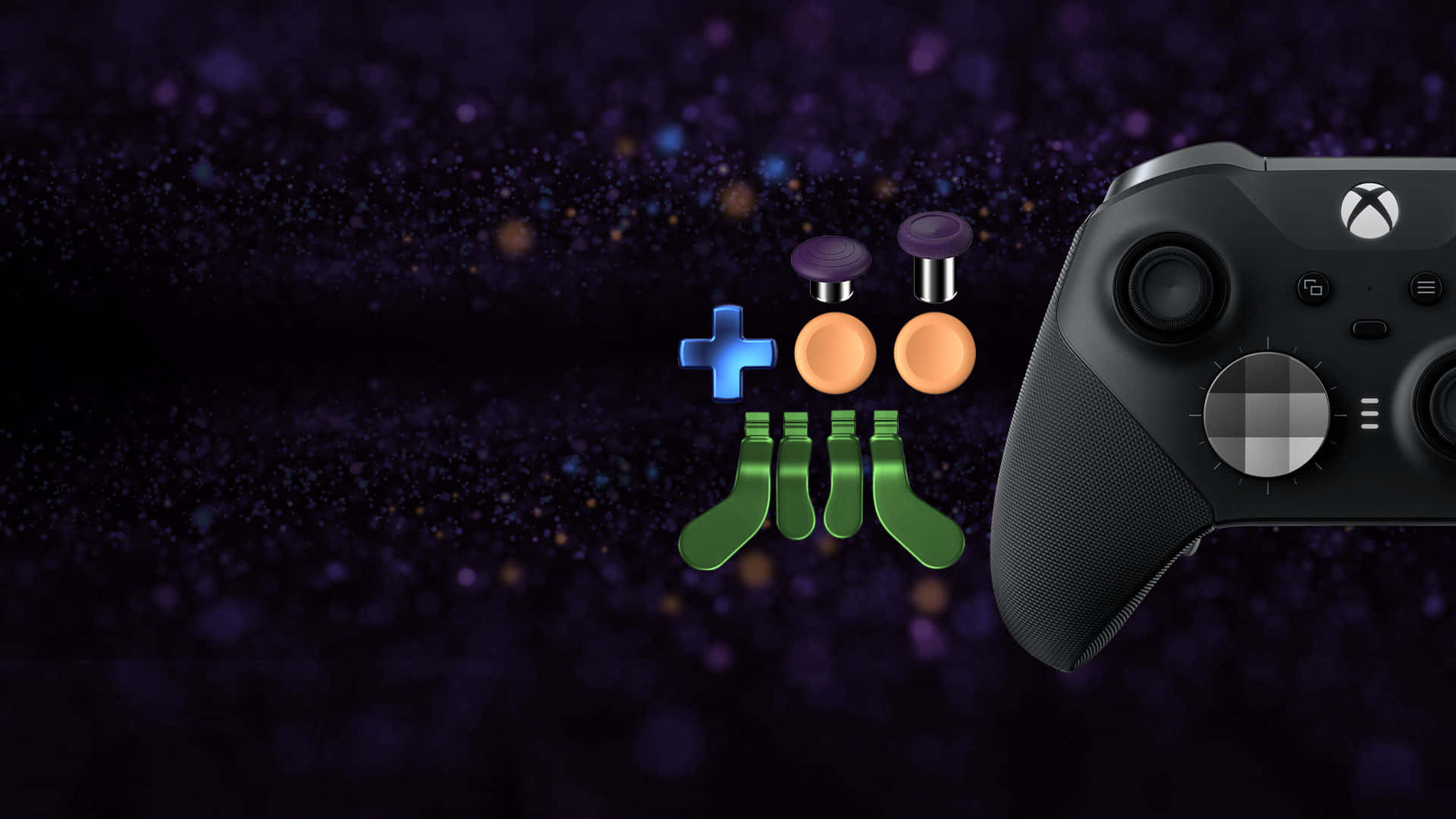 A Xbox Controller With A Purple Background And A Few Icons