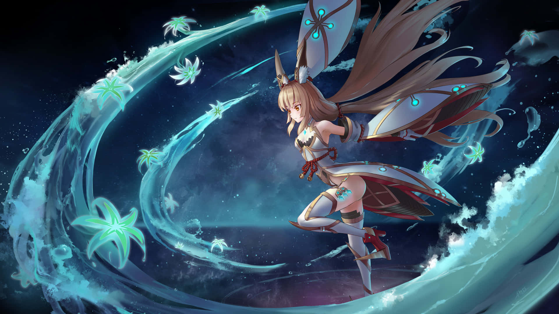 A Girl With Long Hair And Wings Flying In The Air Wallpaper